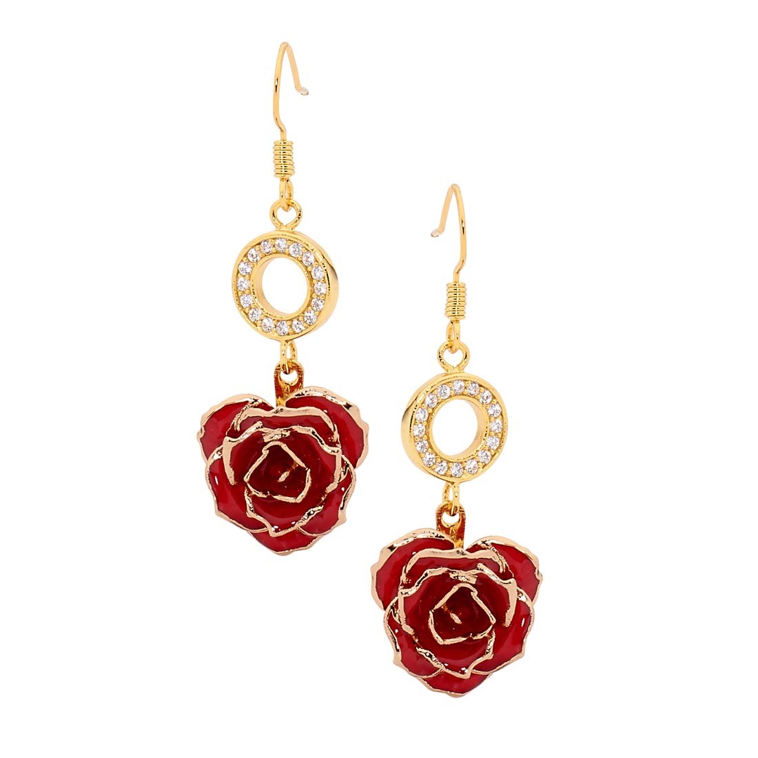 Red Glazed Rose Earrings in