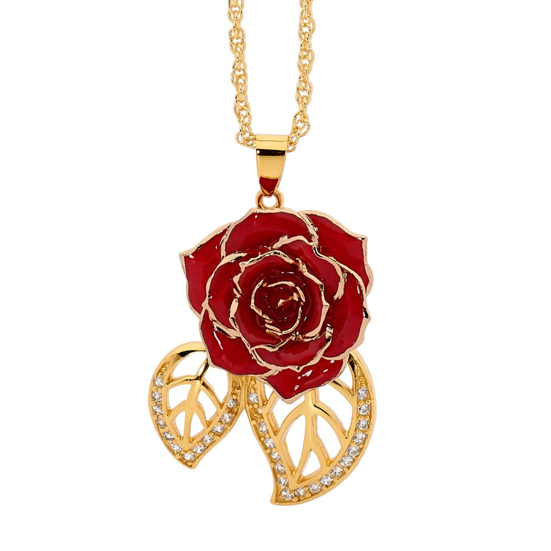 Gold-Dipped Rose & Red Matched Jewelry Set in Leaf Theme Gold-Dipped Rose & Red Matched Jewelry Set in Leaf Theme