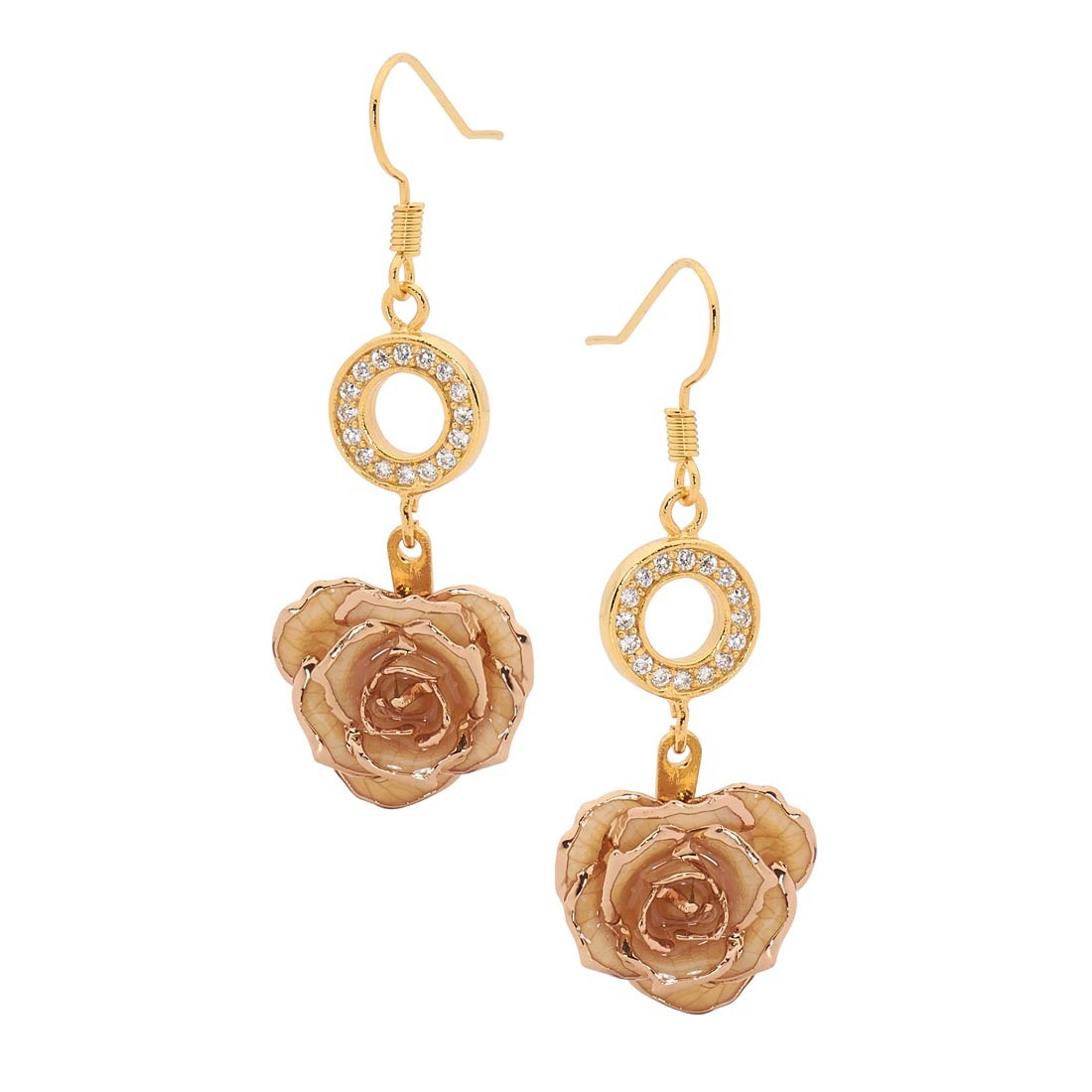 Gold Dipped Rose White Matched Jewelry Set In Heart Theme