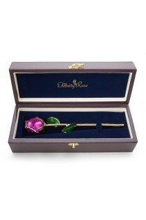 Purple Tight Bud Glazed Rose Trimmed with 24K Gold 11"