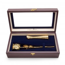 Gold-Dipped Rose and Vase Set. Window Box