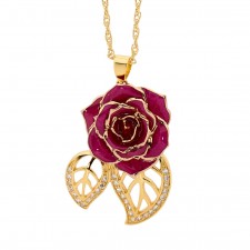 Purple Glazed Rose Pendant in 24K Gold Leaf Theme