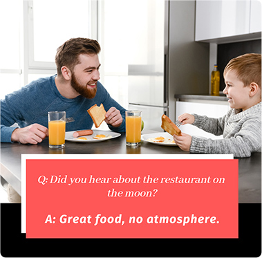 Dad jokes on restaurant on moon